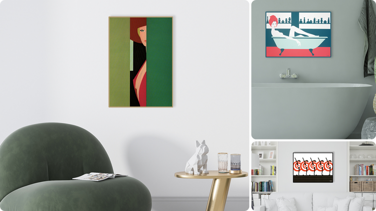 Una selezione di stampe d'arte fine di Amleto Dalla Costa, con linee audaci e colori vibranti che catturano l'eleganza e lo stile distintivo dell'artista. Ogni pezzo è una celebrazione dell'estetica moderna e del design classico.