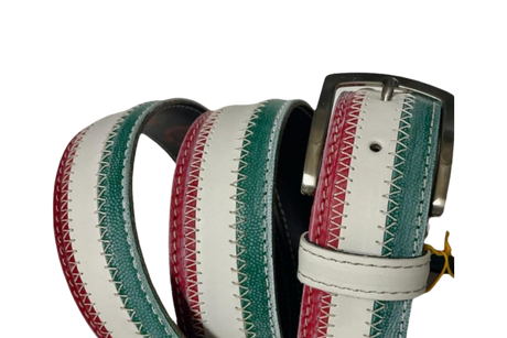 Cintura tricolore italiana con fibbia in metallo