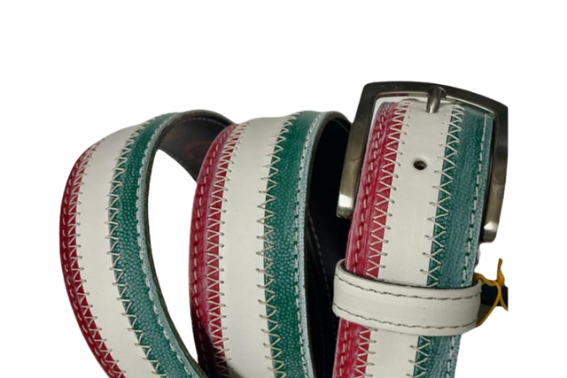 Cintura tricolore italiana con fibbia in metallo