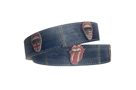 Cintura blu 'Global Harmony Stone' con simboli internazionali