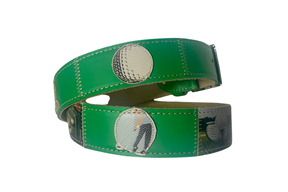 Cintura 'Green Golf' in pelle con immagini di golf