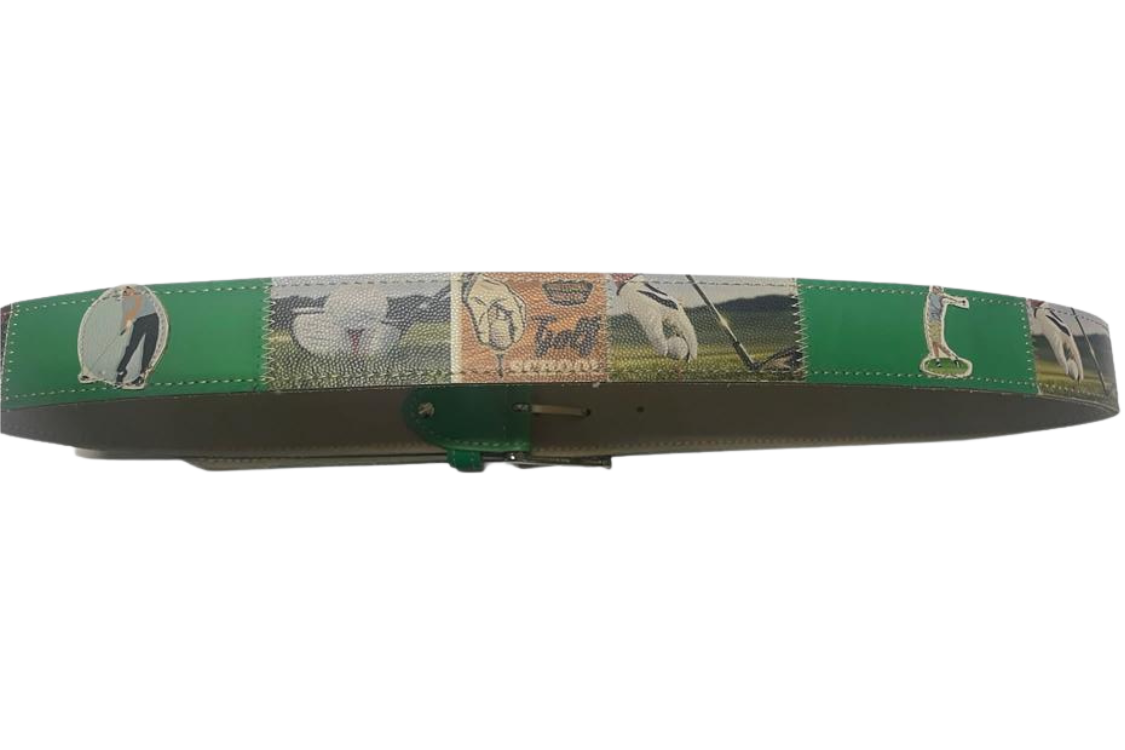 Cintura 'Green Golf' in pelle con motivi golfistici
