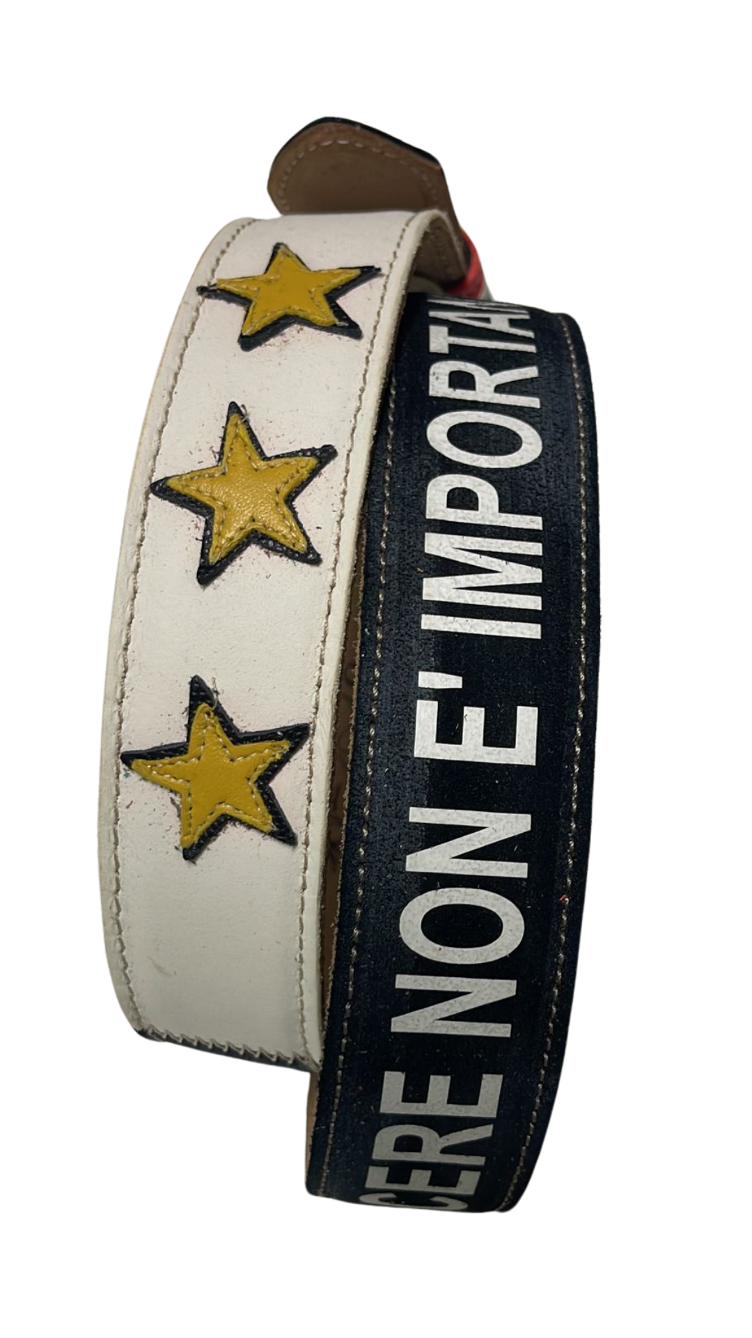 Artisan 'Bianconera' Leather Belt with Tricolor Details