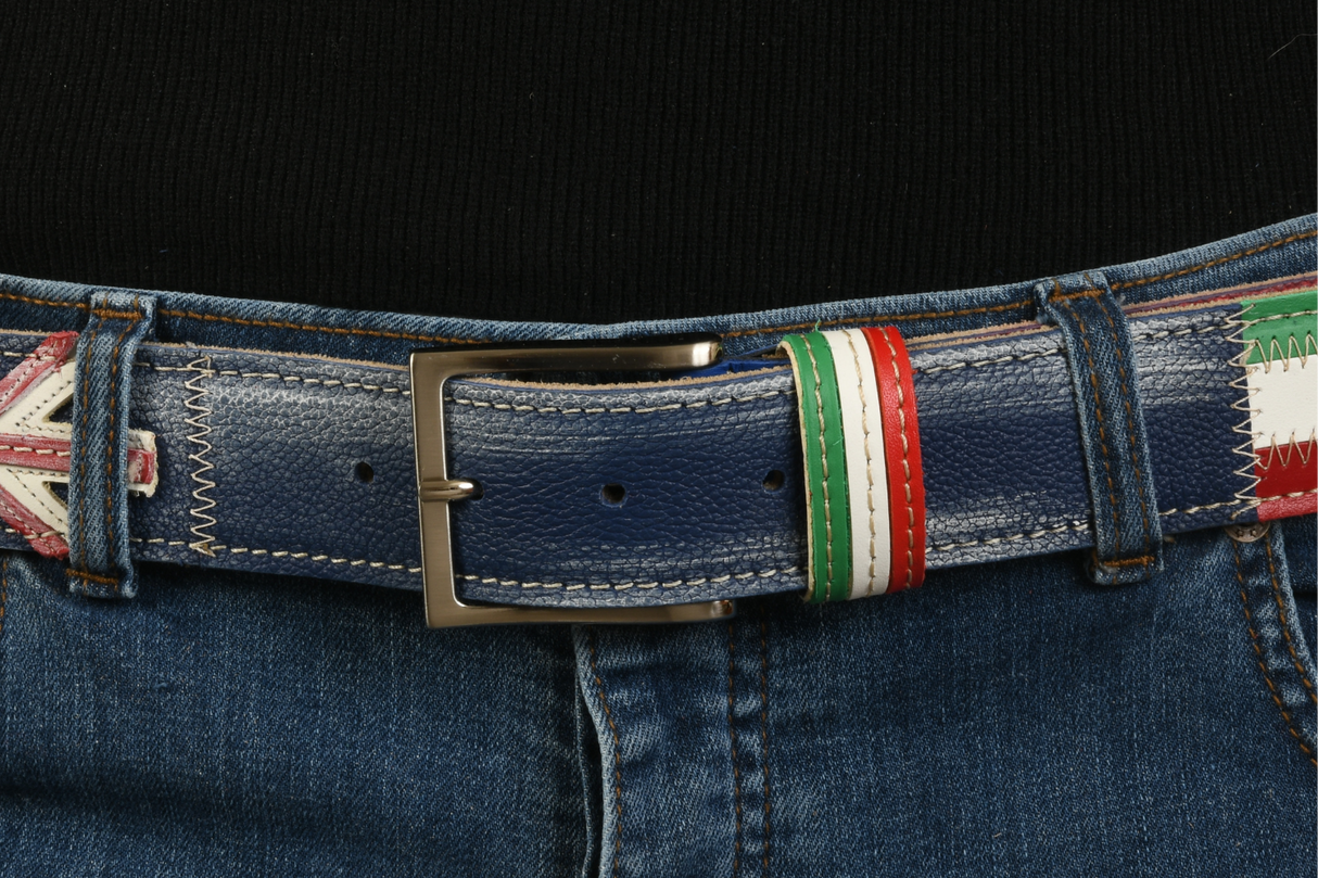 Primo piano cintura artigianale su jeans