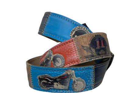 Cintura in pelle 'Spirit of Speed' con design moto