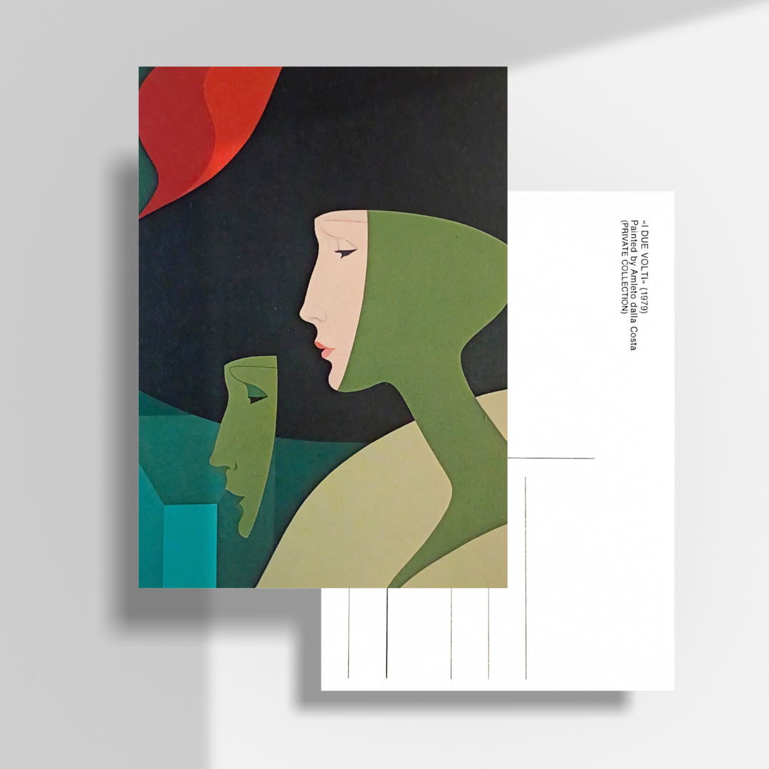 Cartolina artistica I DUE VOLTI di A. Dalla Costa, 1979