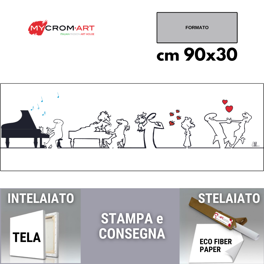 Formato e dettagli tela MrLINEA Music 90x30 cm