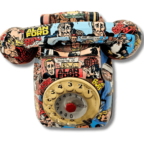 Telefono artistico Alan Ford con disegni fumettistici