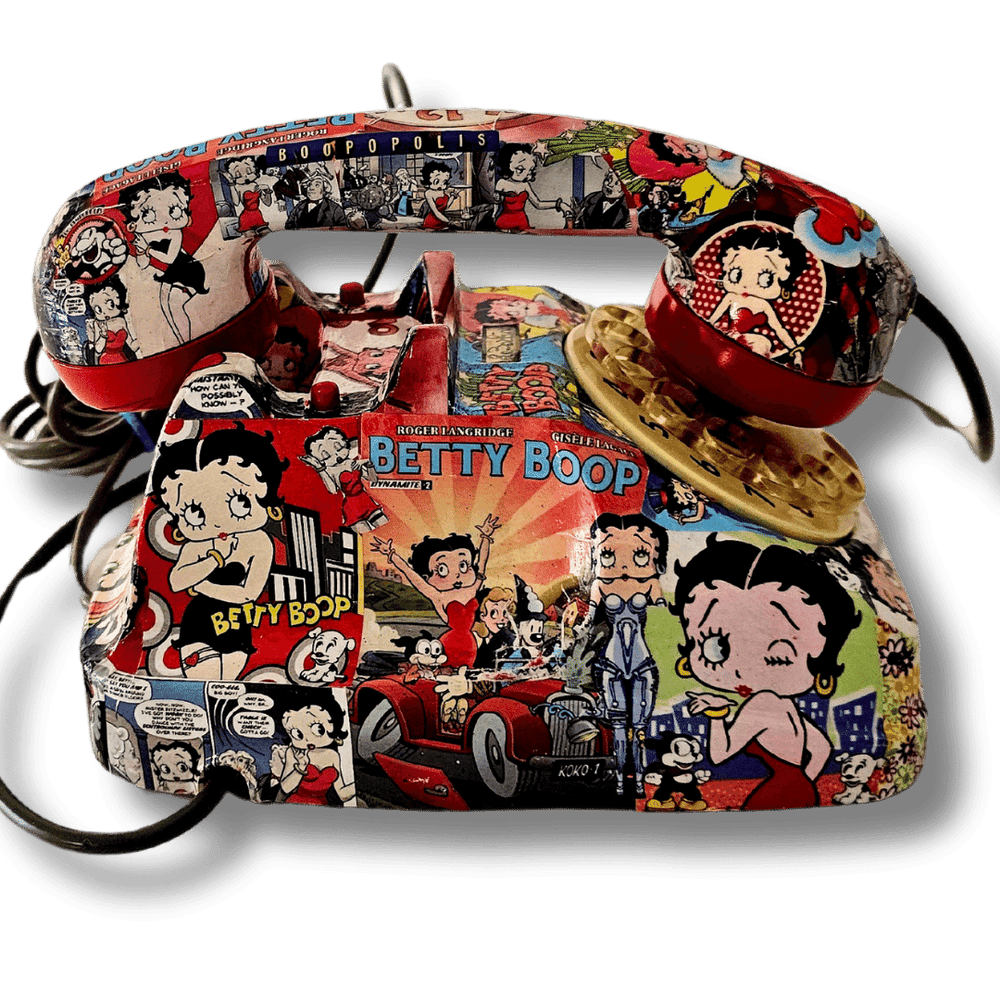 Telefono artistico Betty Boop con disegni colorati
