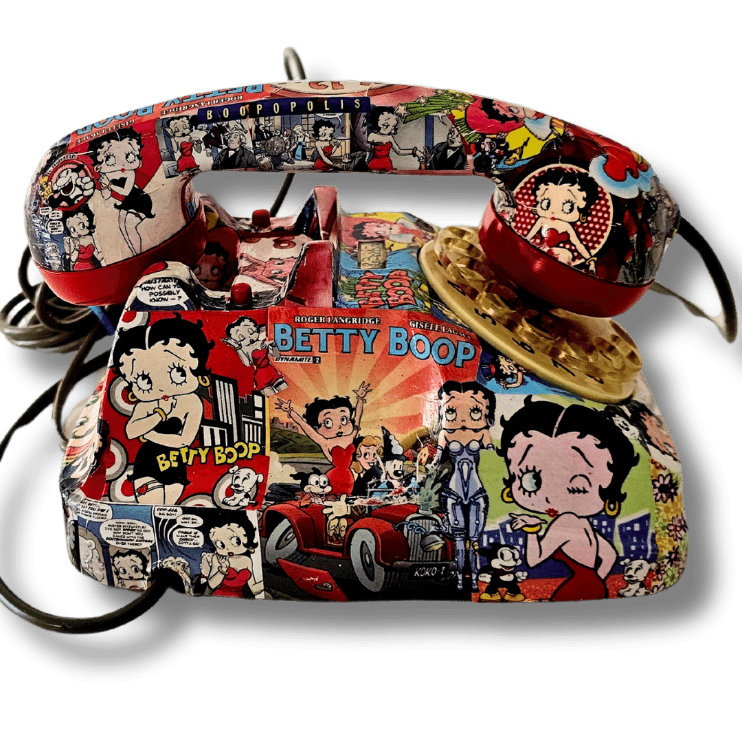 Telefono artistico Betty Boop con disegni colorati