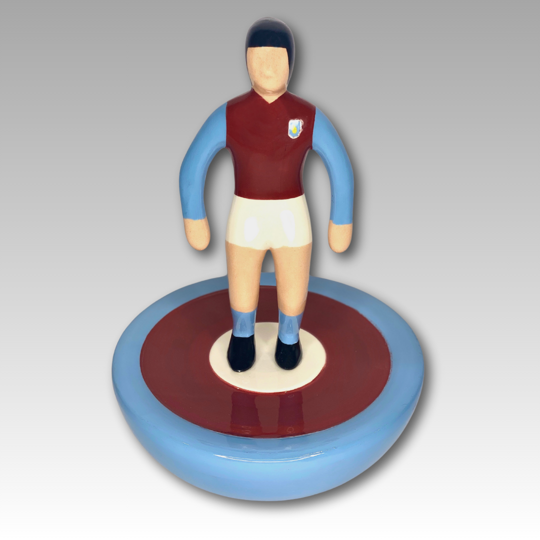 Figura Subbuteo ceramica squadra bordeaux e azzurra