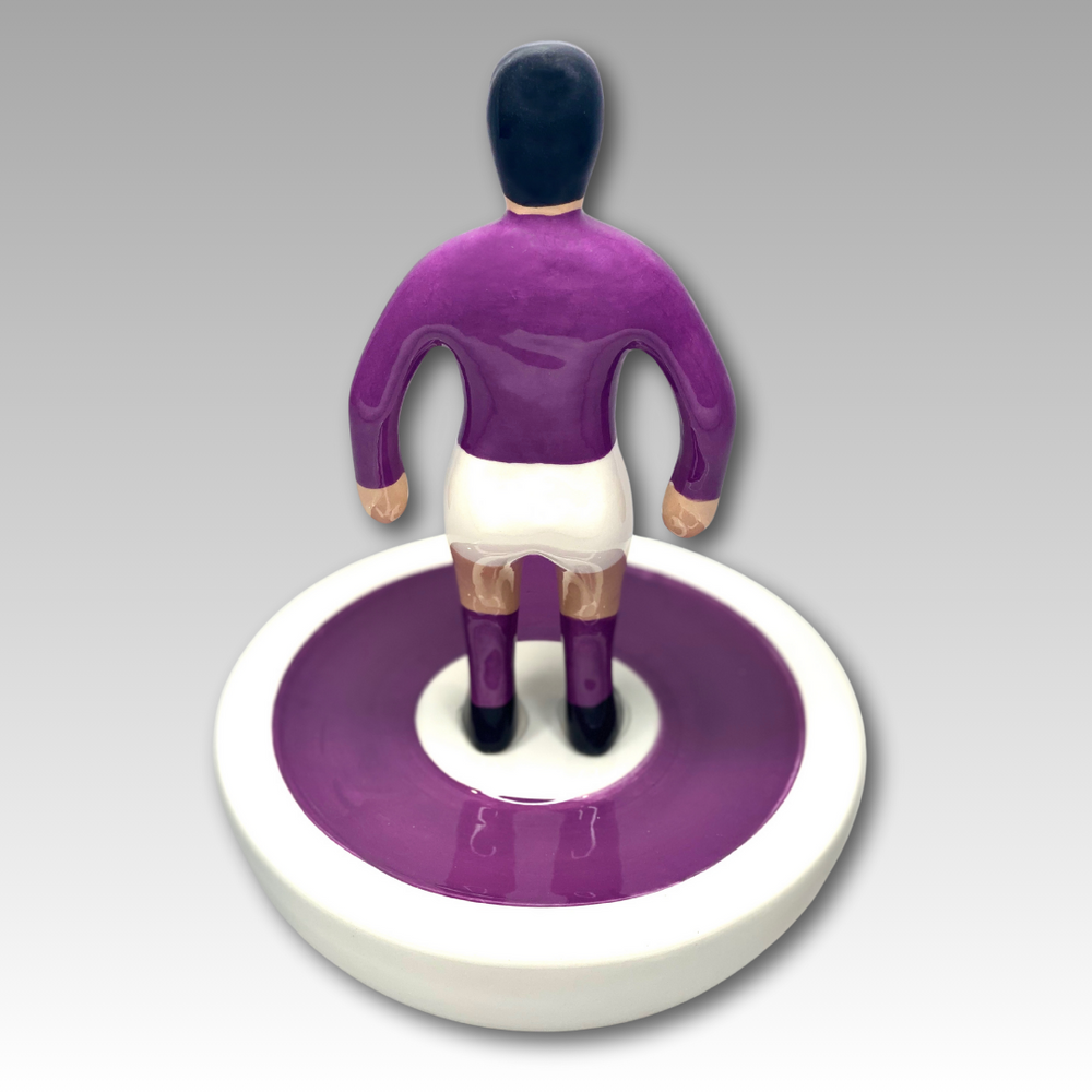Retro statuetta Subbuteo ceramica viola