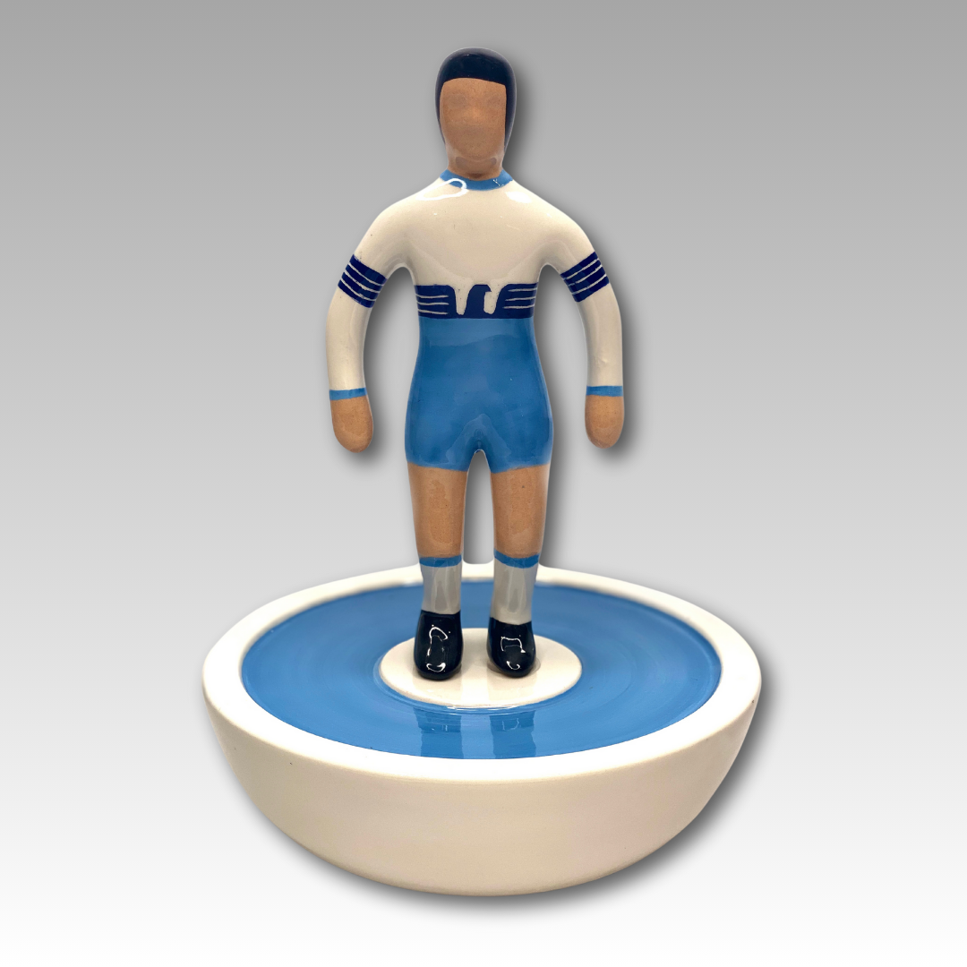 Statuetta Subbuteo ceramica bianco e azzurro Serie A