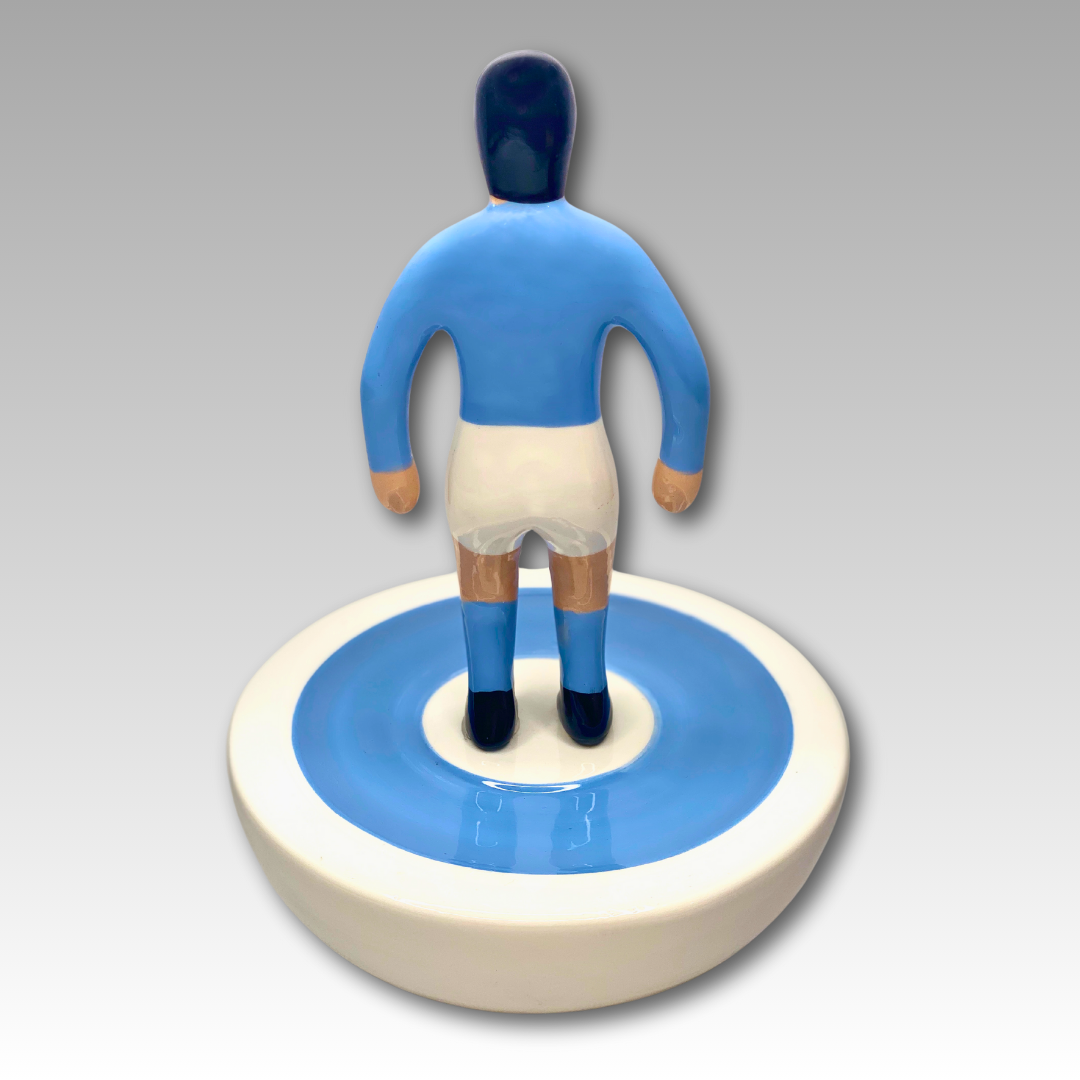 Retro figura Subbuteo ceramica azzurra