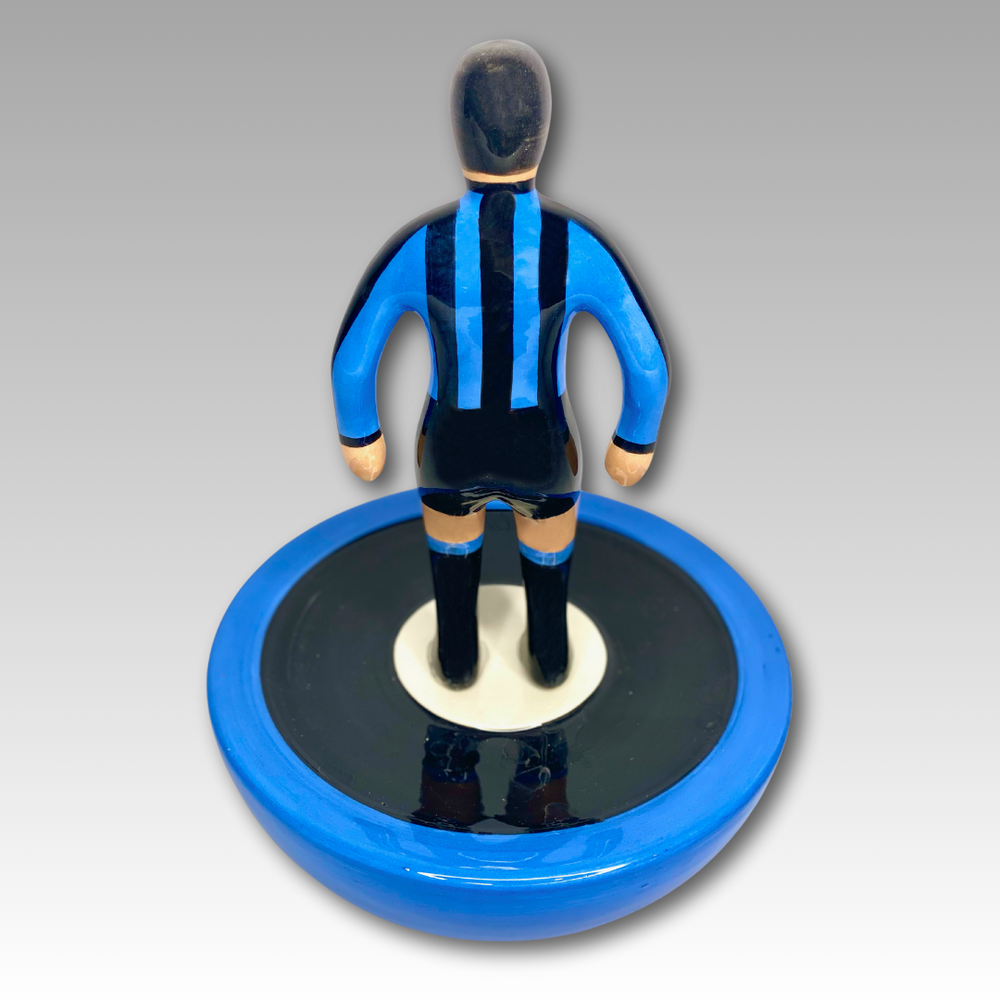 Retro statuetta Subbuteo ceramica blu e nero