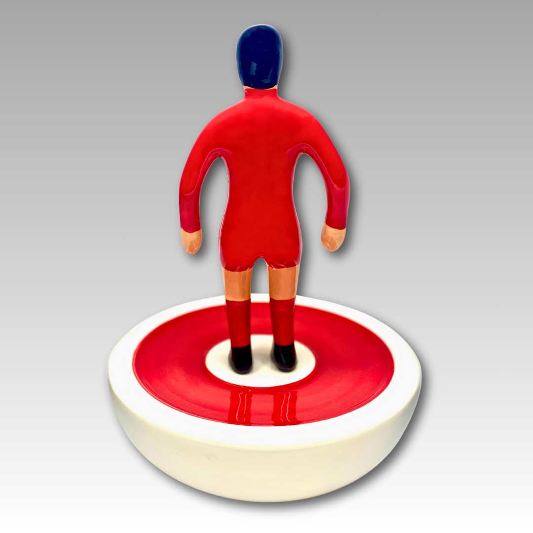 Retro figura Subbuteo ceramica rossa