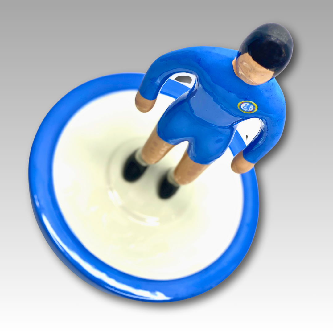 Vista dall'alto figura Subbuteo blu