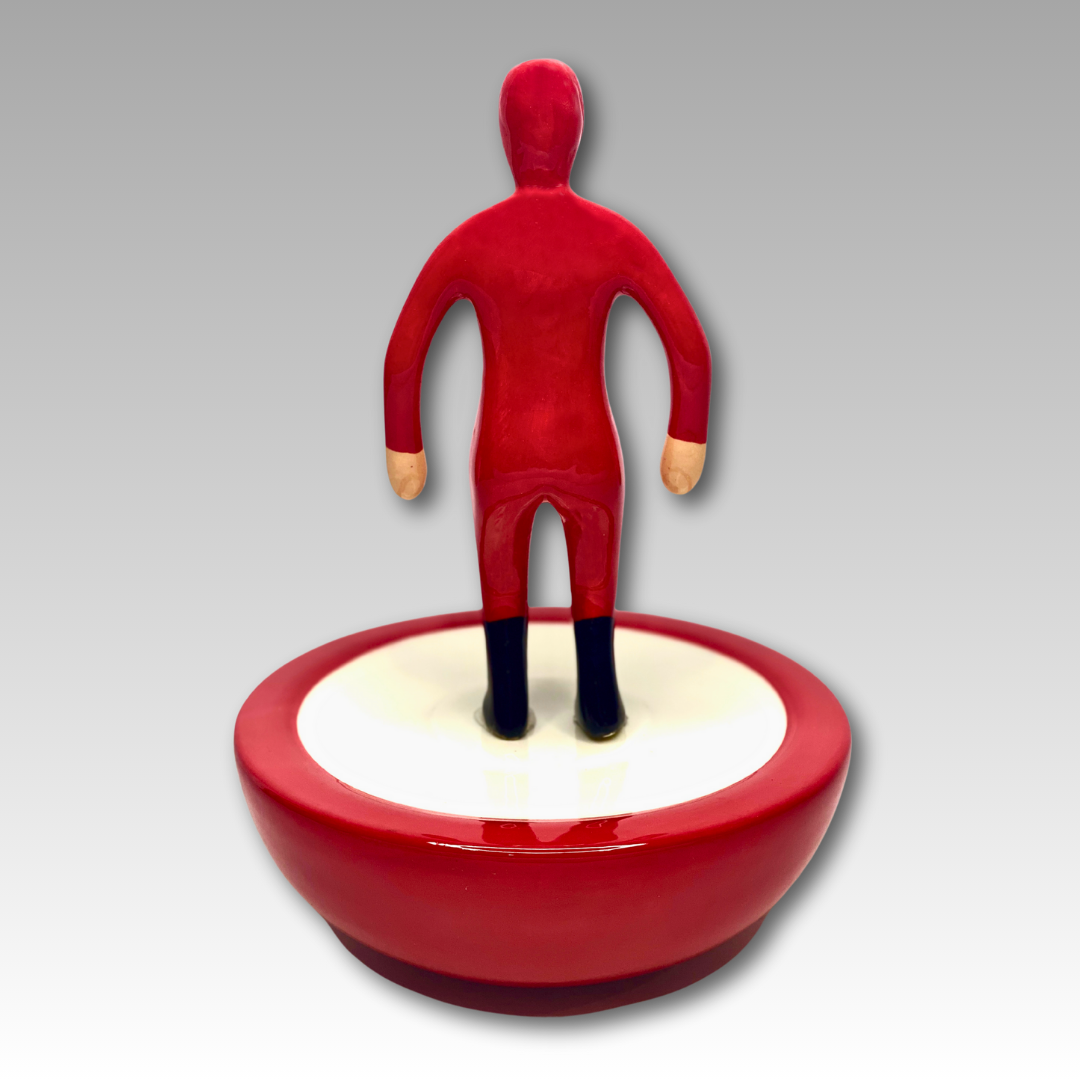 Retro statuina ceramica Subbuteo personaggio rosso