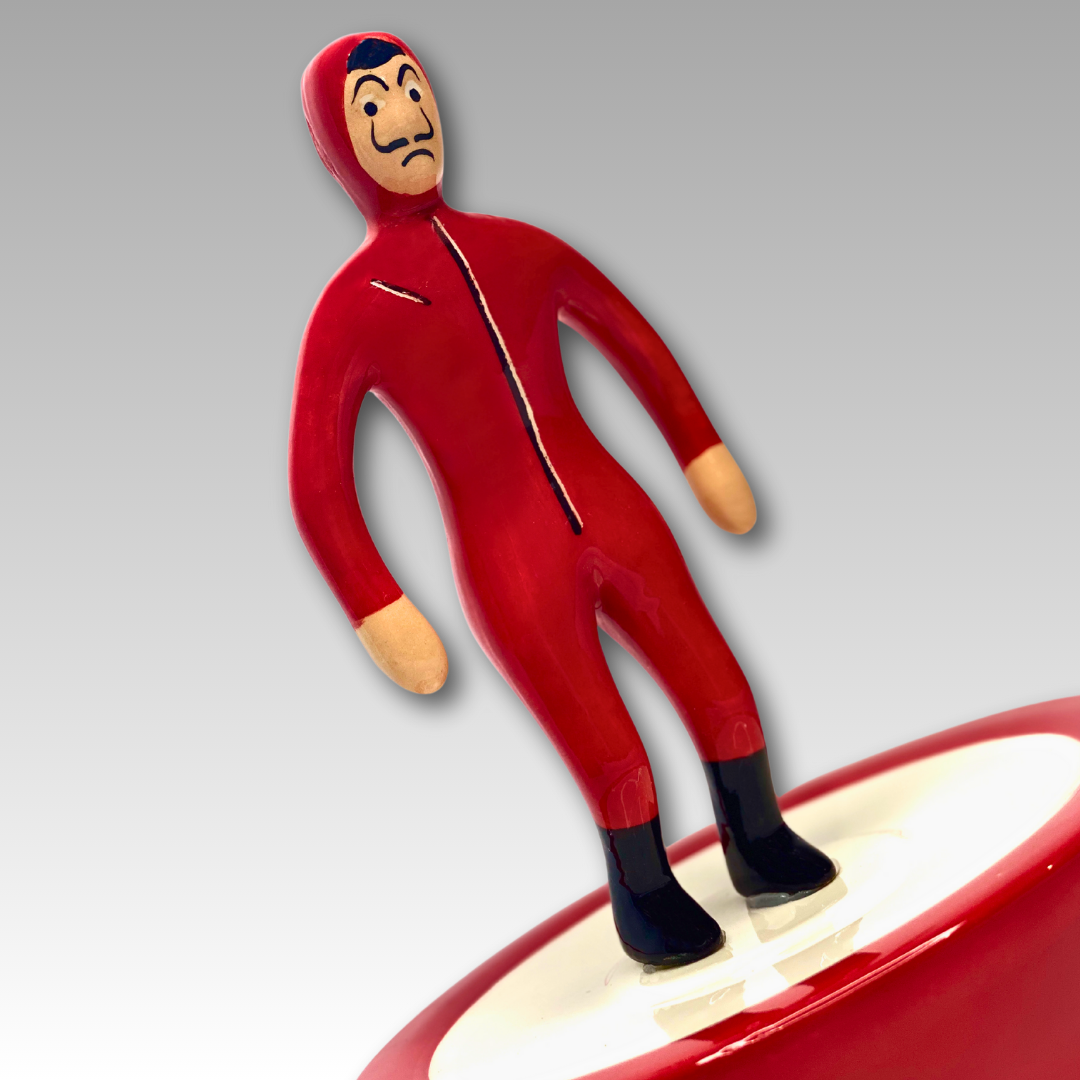 Statuina ceramica Subbuteo personaggio rosso inclinata