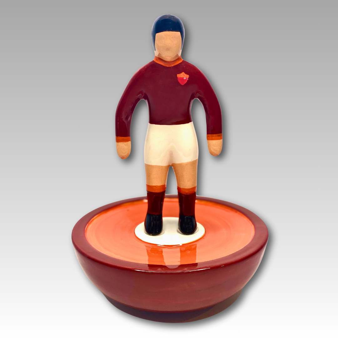 Statuetta Subbuteo ceramica granata e arancione Serie A