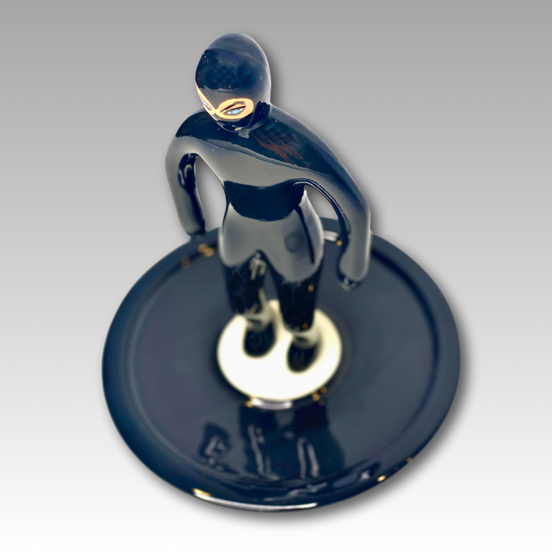 Vista dall'alto statuina ceramica Subbuteo personaggio nero