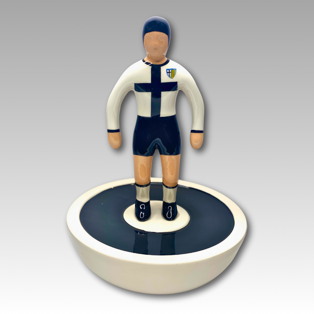 Statuetta Subbuteo ceramica bianco e blu Serie A