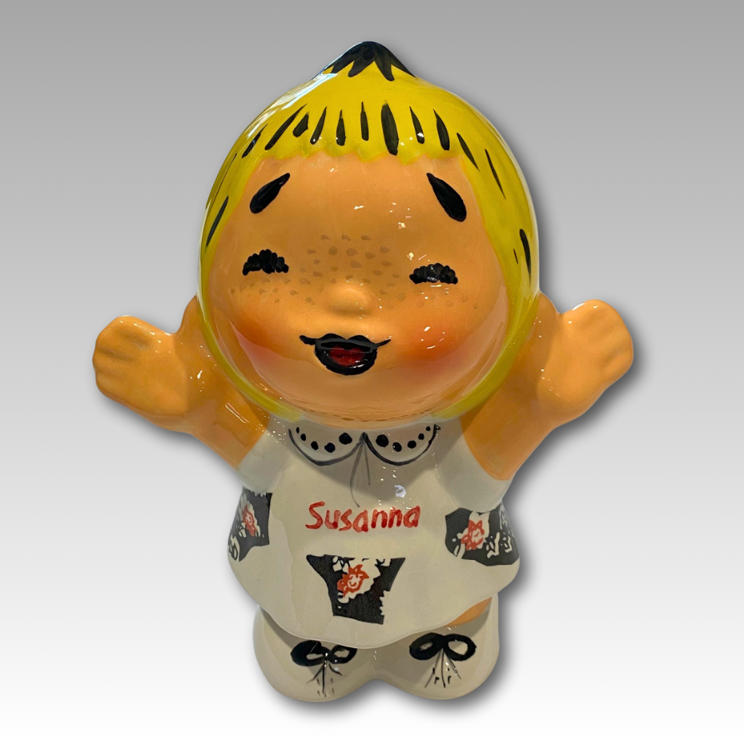 Statuetta ceramica Susanna Tuttapanna allegra in piedi