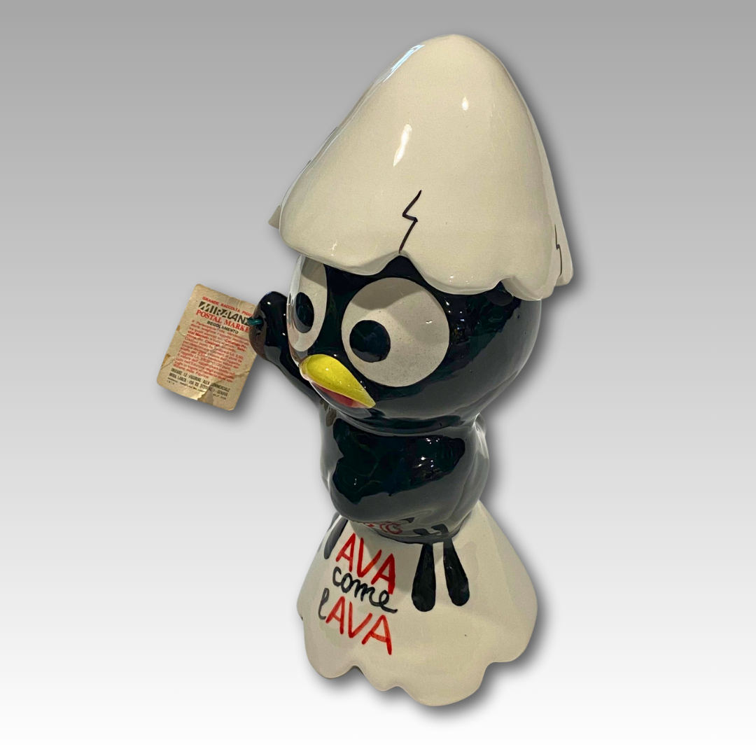 Calimero ceramico laterale con cartellino e scritta