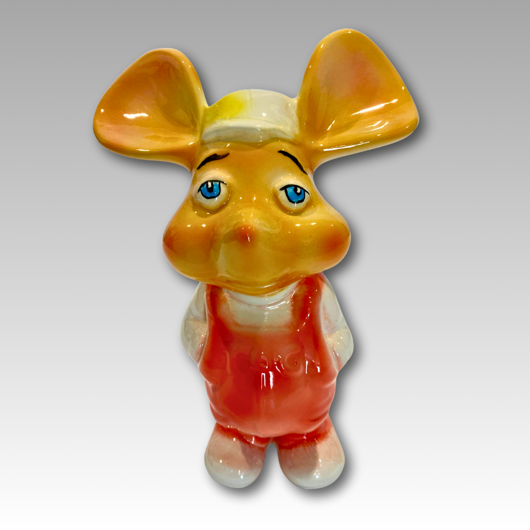 Topo Gigio en salopette - Figurine en céramique pour collectionneurs