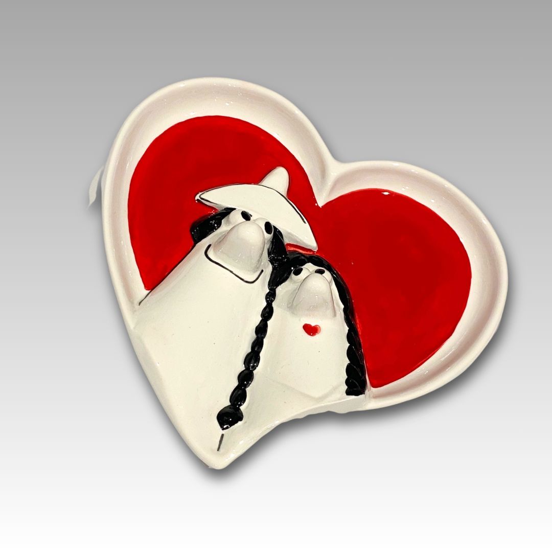 Arte ceramica cuore Carmencita e Caballero