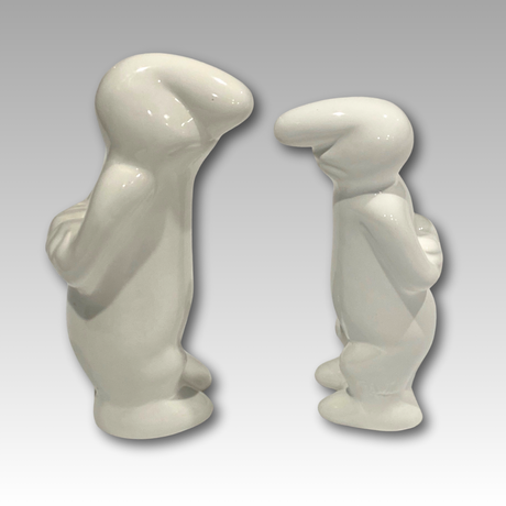 Due statuette ceramica La Linea, profilo laterale