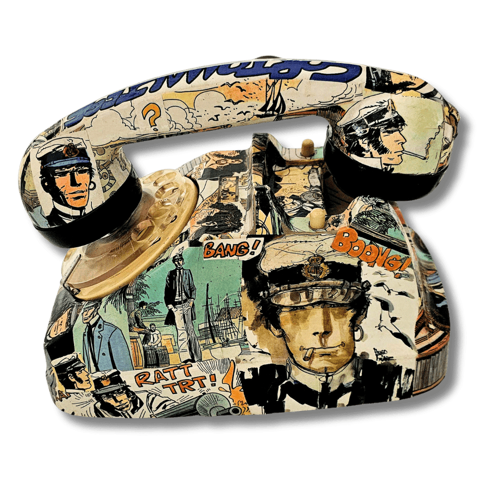 Telefono da collezione Corto Maltese con illustrazioni colorate