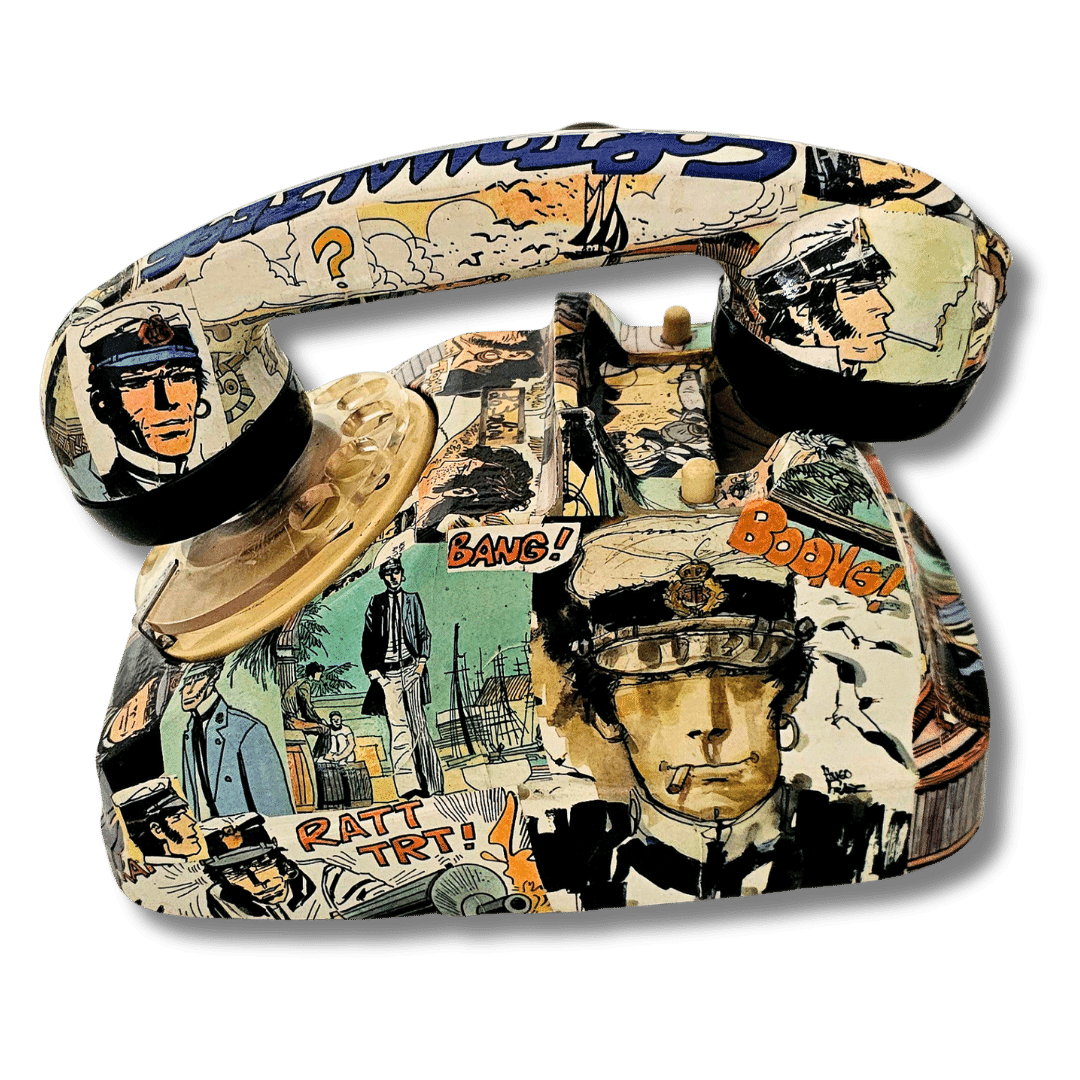 Telefono da collezione Corto Maltese con illustrazioni colorate