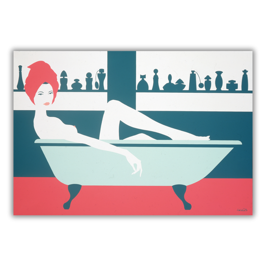 Woman Bathroom - Silk-screened Elegance by Amleto Dalla Costa