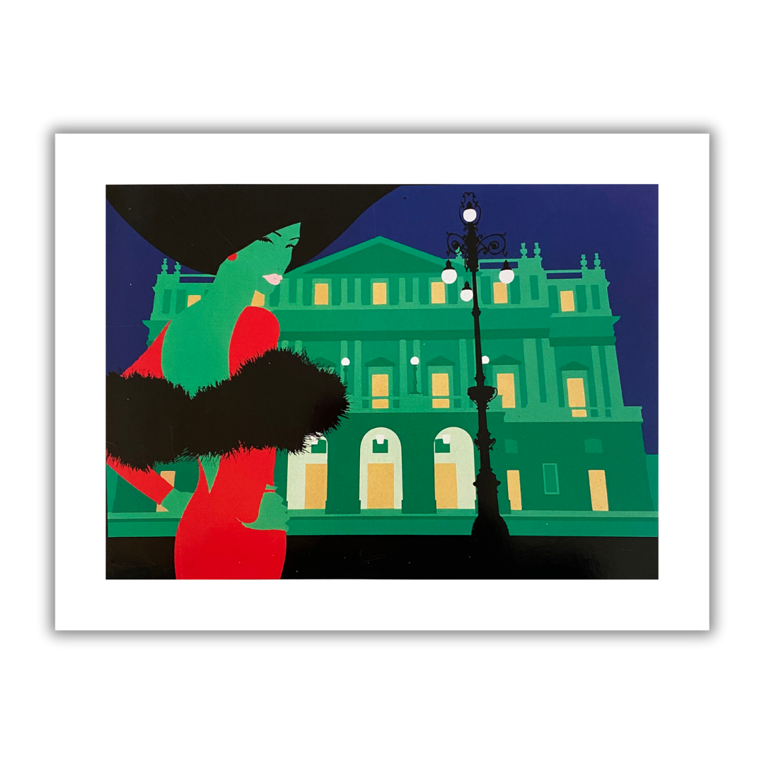 Quadro Serigrafia 'Teatro Alla Scala' di Amleto Dalla Costa, arte limitata e firmata, cattura l'essenza della cultura e eleganza italiana.