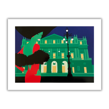 Quadro Serigrafia 'Teatro Alla Scala' di Amleto Dalla Costa, arte limitata e firmata, cattura l'essenza della cultura e eleganza italiana.