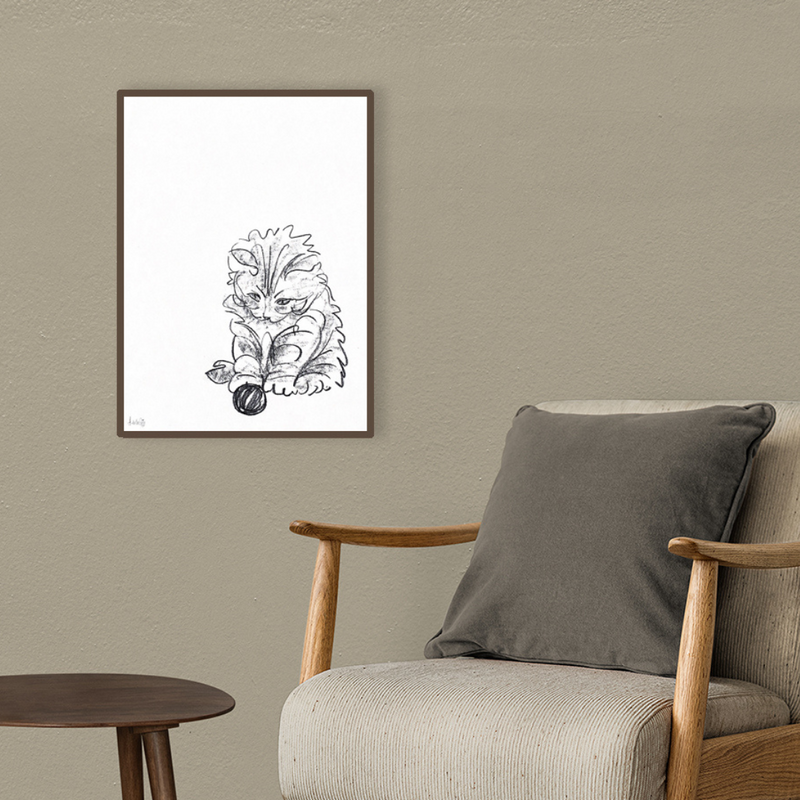 Bozzetto originale gatto nr.5 su parete, Amleto Dalla Costa