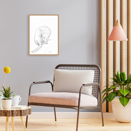 Bozzetto originale gatto in salotto moderno