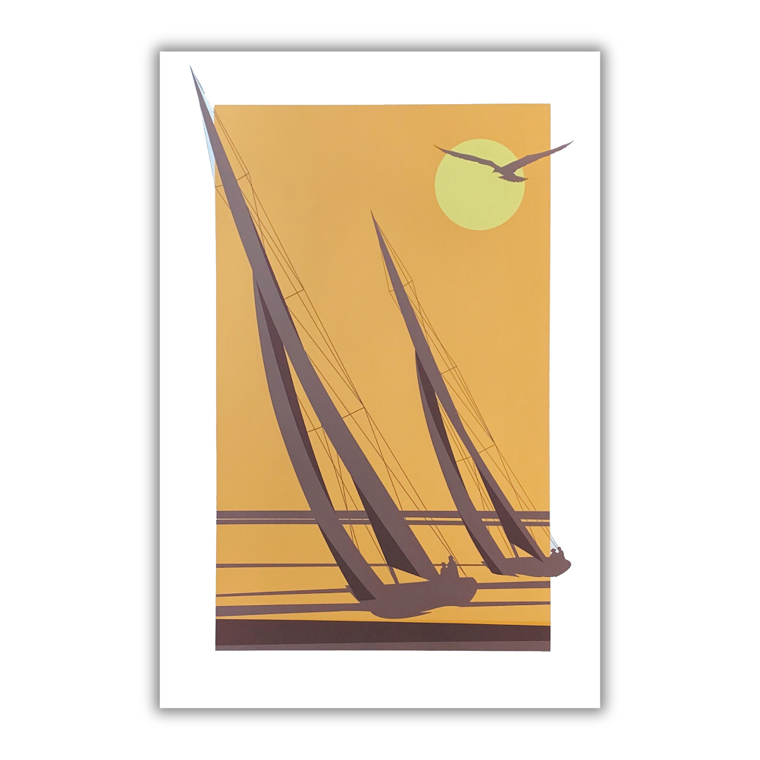 Quadro Serigrafia "Ponente" di Amleto Dalla Costa, un'opera che evoca la tranquillità del mare al tramonto, per un tocco di eleganza nella tua casa.