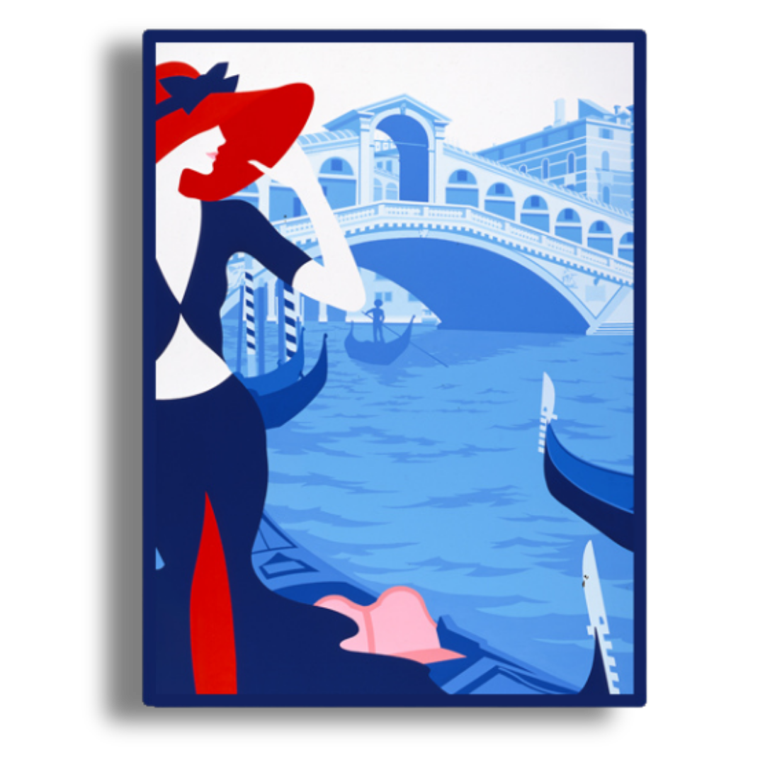 Venice, Quadro originale dipinto, di Amleto Dalla Costa, arte che riflette la tranquillità e la bellezza di Venezia, perfetta per chi desidera portare il sogno veneziano nella propria casa.