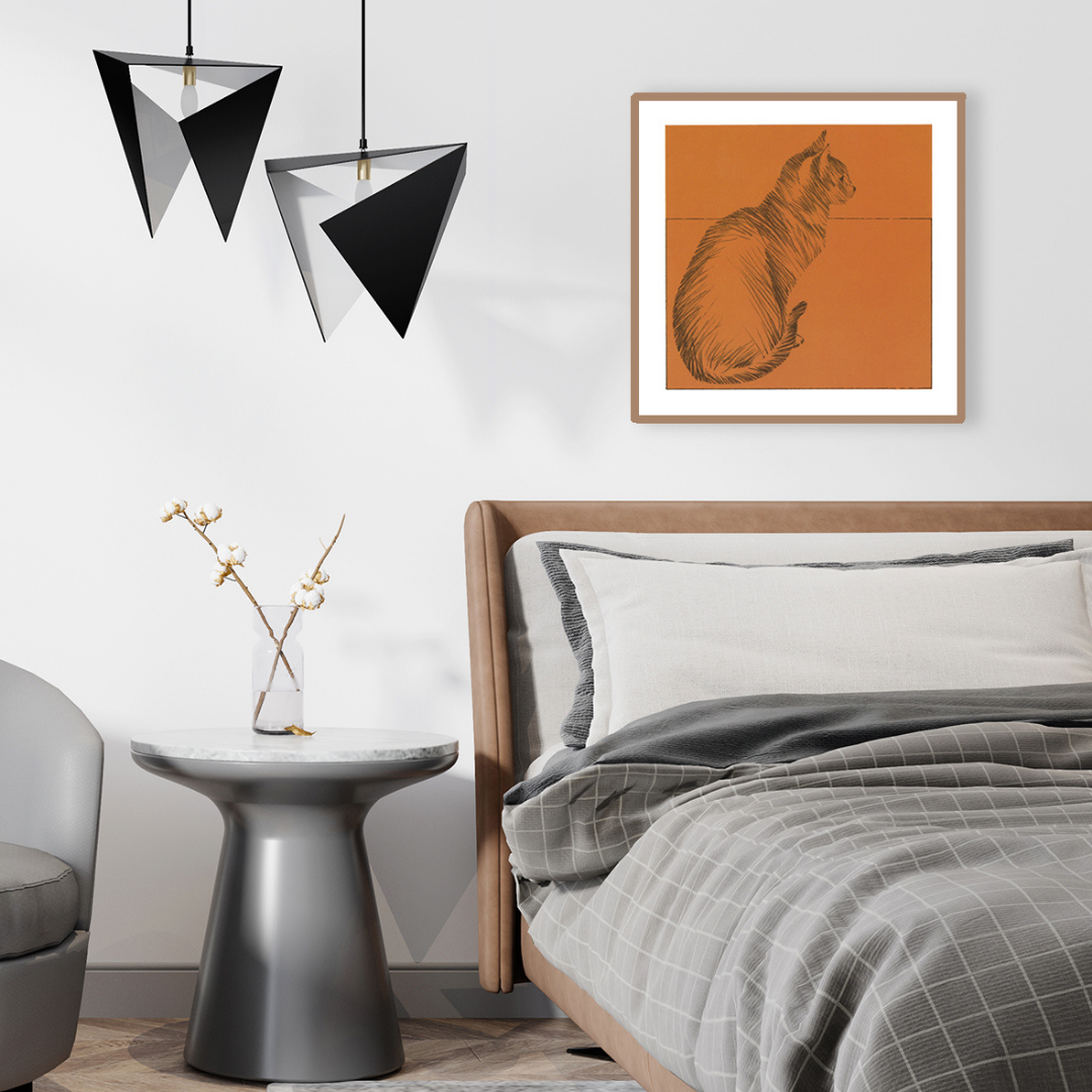 Bozzetto artistico di gatto su parete moderna