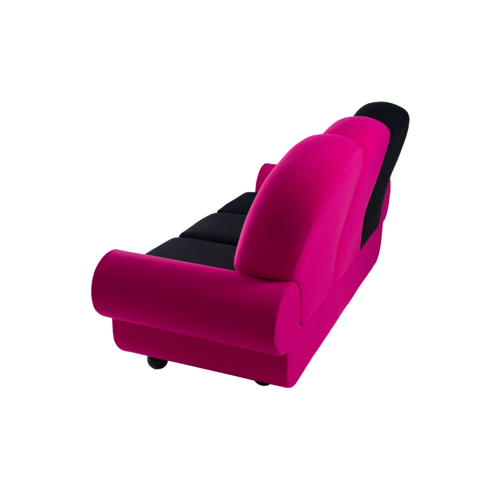 Divano Papì colors fucsia e nero laterale di Gugliermetto