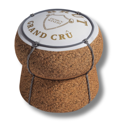 Pouf esclusivo tappo champagne con scritta Grand Crü.
