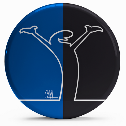Bollini "Euforia Neroazzurra" di Mr. Linea, con i colori nero e azzurro per rappresentare la passione e l'energia dei tifosi di calcio.