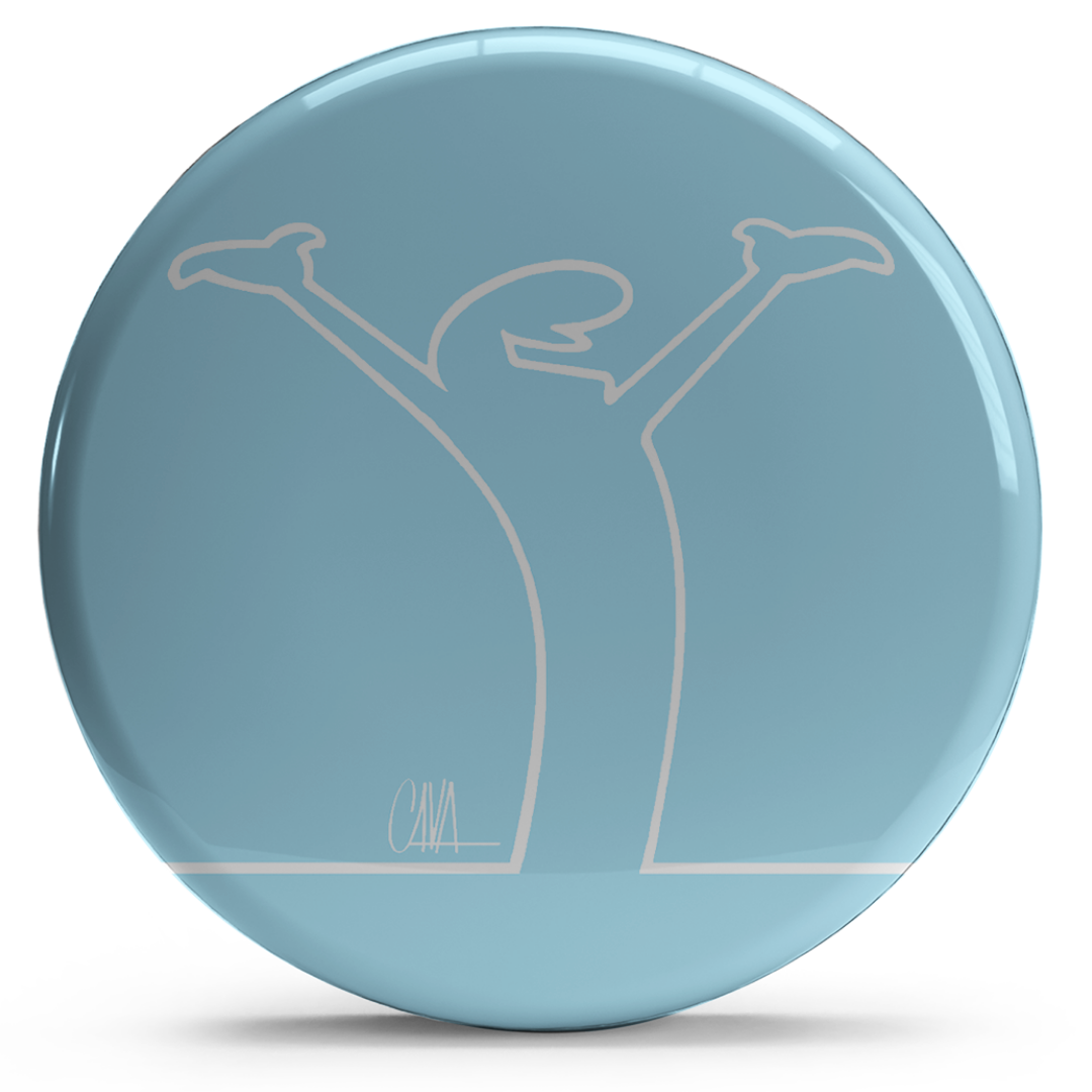 Bollino adesivo Soffio Celeste con figura stilizzata in celeste