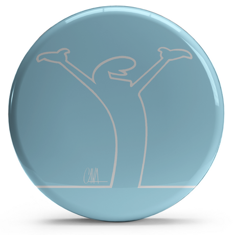 Bollino adesivo Soffio Celeste con figura stilizzata in celeste