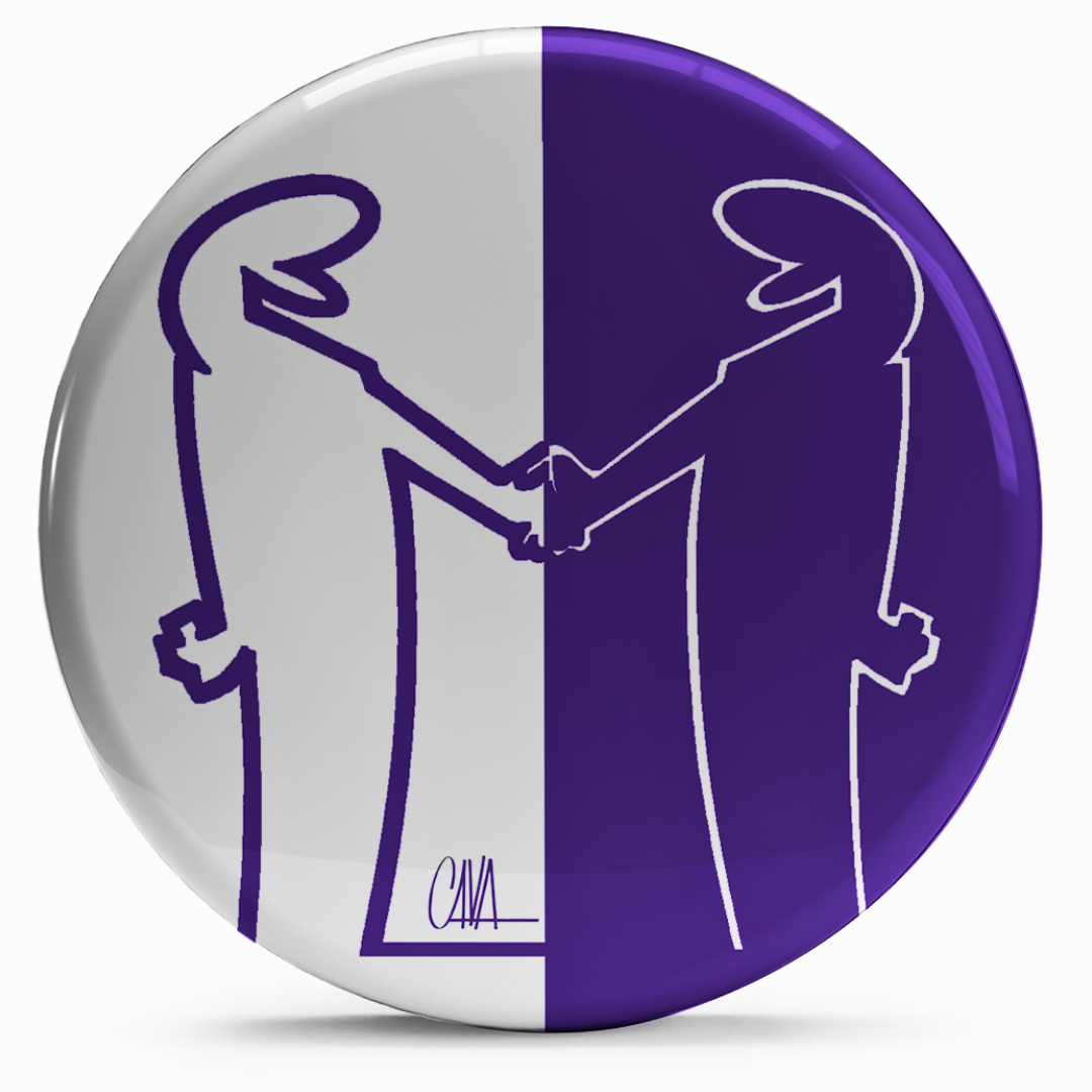 Bollino Vigor Viola con design figure stilizzate