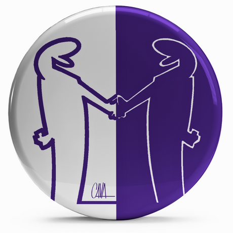 Bollino Vigor Viola con design figure stilizzate