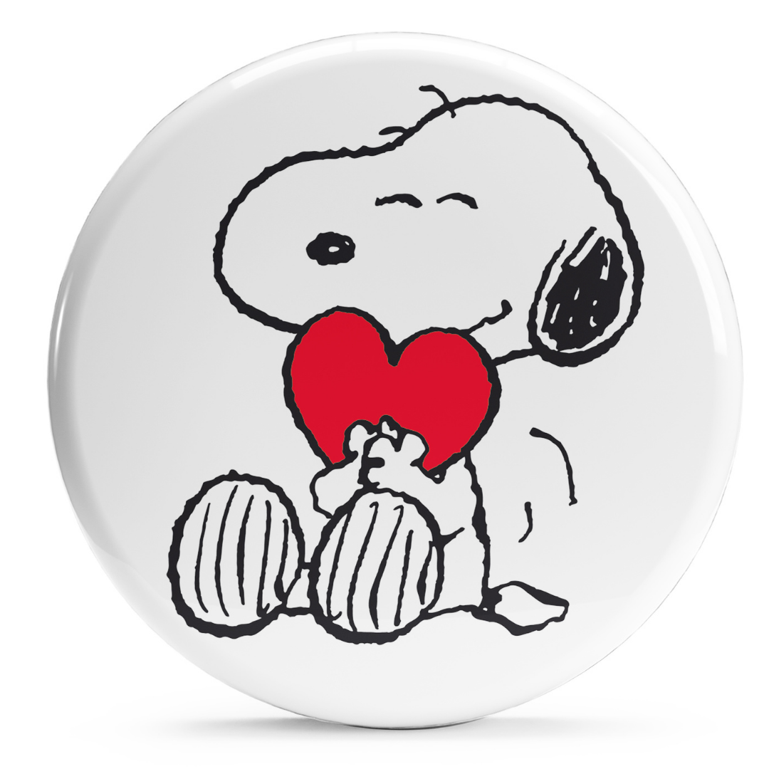 Bollino adesivo Snoopy con cuore rosso, 2,5 cm