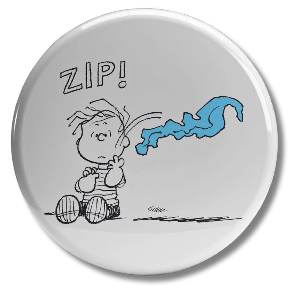Adesivo 'ZIP!' Linus Peanuts, bollino da collezione
